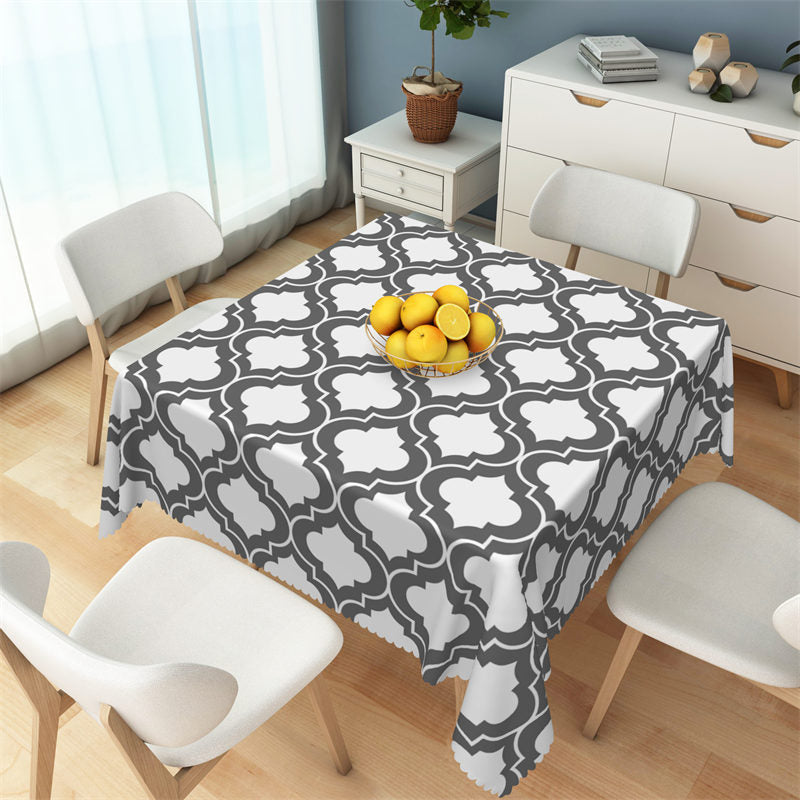 Lofaris Black And White Argyle Patterns Square Tablecloth