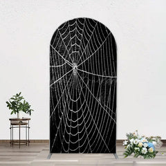 Lofaris Black And White Cobweb Hero Arch Birthday Backdrop