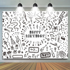 Lofaris Black And White Confetti Birthday Party Backdrop