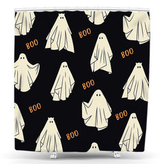 Lofaris Black and White Ghost Halloween Boo Shower Curtain