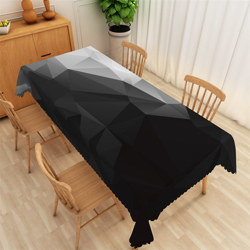 Lofaris Black And White Gradient Geometric Modern Tablecloth