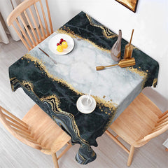 Lofaris Black And White Marble Texture Square Tablecloth