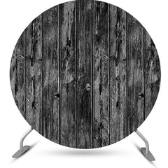 Lofaris Black And White Retro Wood Wall Round Party Backdrop