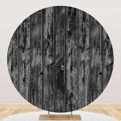 Lofaris Black And White Retro Wood Wall Round Party Backdrop