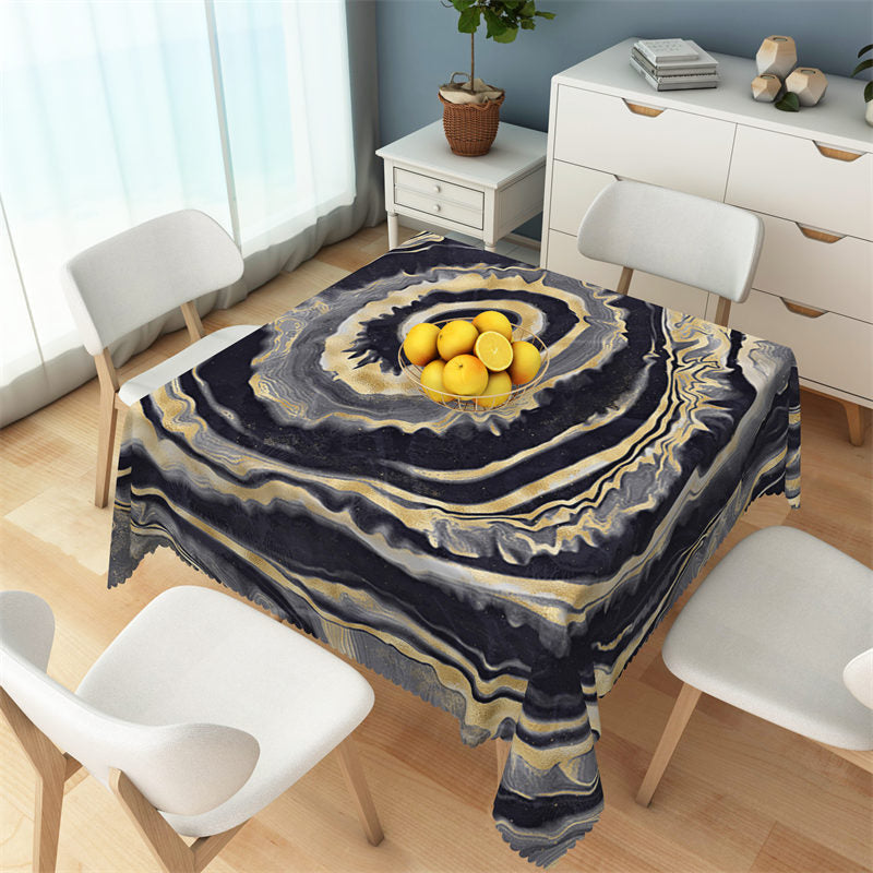 Lofaris Black And Yellow Circle Texture Square Tablecloth