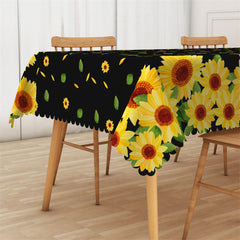 Lofaris Black And Yellow Sunflower Petal Pattern Tablecloth