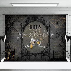 Lofaris Black Beer Skull Boos And Booze Halloween Backdrop