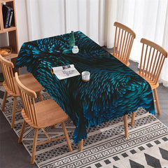 Lofaris Black Blue Feather Petal Pattern Rectangle Tablecloth