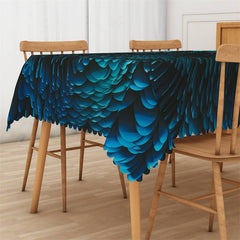 Lofaris Black Blue Feather Petal Pattern Rectangle Tablecloth