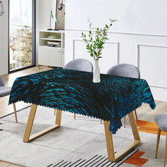 Lofaris Black Blue Feather Petal Pattern Rectangle Tablecloth