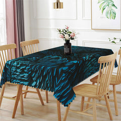 Lofaris Black Blue Feather Petal Pattern Rectangle Tablecloth