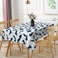 Lofaris Black Bots And White Plaid Halloween Tablecloth