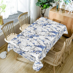 Lofaris Black Branches Blue Flowers Rectangle Tablecloth