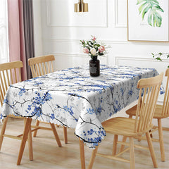 Lofaris Black Branches Blue Flowers Rectangle Tablecloth