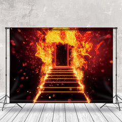 Lofaris Black Burning Door Ladder Photography Cloth Backdrop