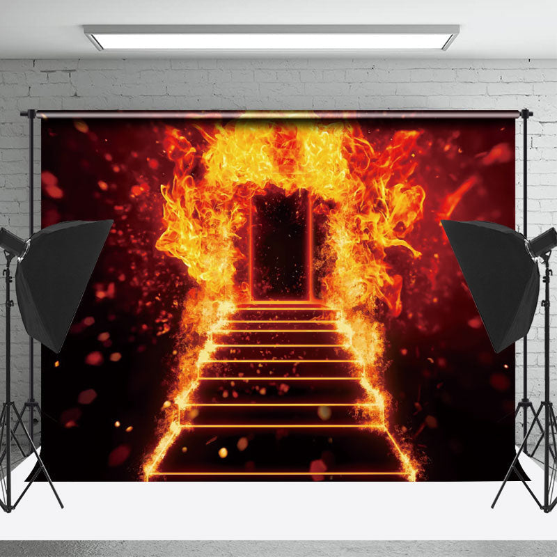 Lofaris Black Burning Door Ladder Photography Cloth Backdrop