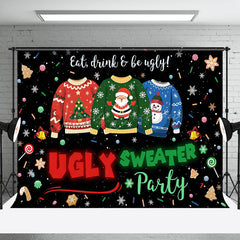 Lofaris Black Candy Ugly Sweater Christmas Party Backdrop