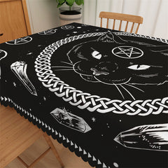 Lofaris Black Cat Pentagram Crystal Magic Theme Tablecloth