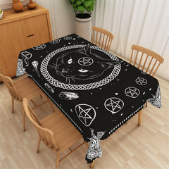 Lofaris Black Cat Pentagram Crystal Magic Theme Tablecloth