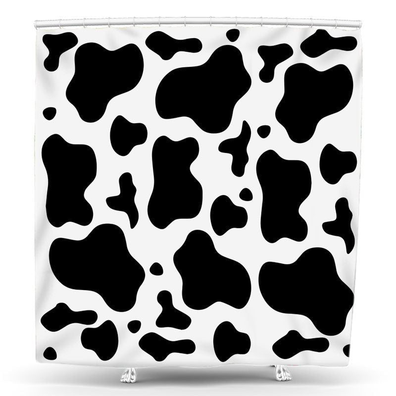 Lofaris Black Cow Spot White Shower Curtain For Bathroom