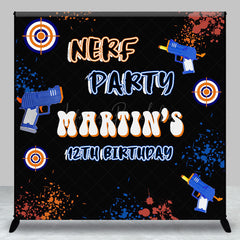 Lofaris Black Custom Name Nerf 12th Birthday Party Backdrop