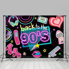 Lofaris Black Disco Musical Back To The 90s Party Backdrop