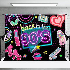 Lofaris Black Disco Musical Back To The 90s Party Backdrop