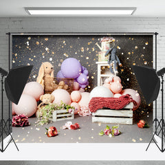 Lofaris Black Doll Balloons Gold Sequins Cake Smash Backdrop