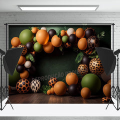 Lofaris Black Dot Balloon Avocado Color Cake Smash Backdrop