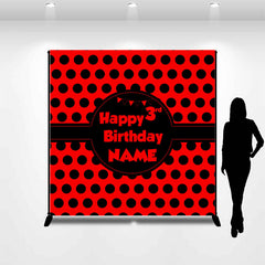 Lofaris Black Dot Red Custom 3rd Happy Birthday Backdrop