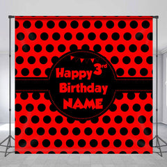 Lofaris Black Dot Red Custom 3rd Happy Birthday Backdrop