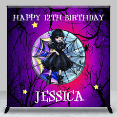 Lofaris Black Dress Girl Night Custom 12th Birthday Backdrop