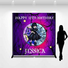 Lofaris Black Dress Girl Night Custom 12th Birthday Backdrop