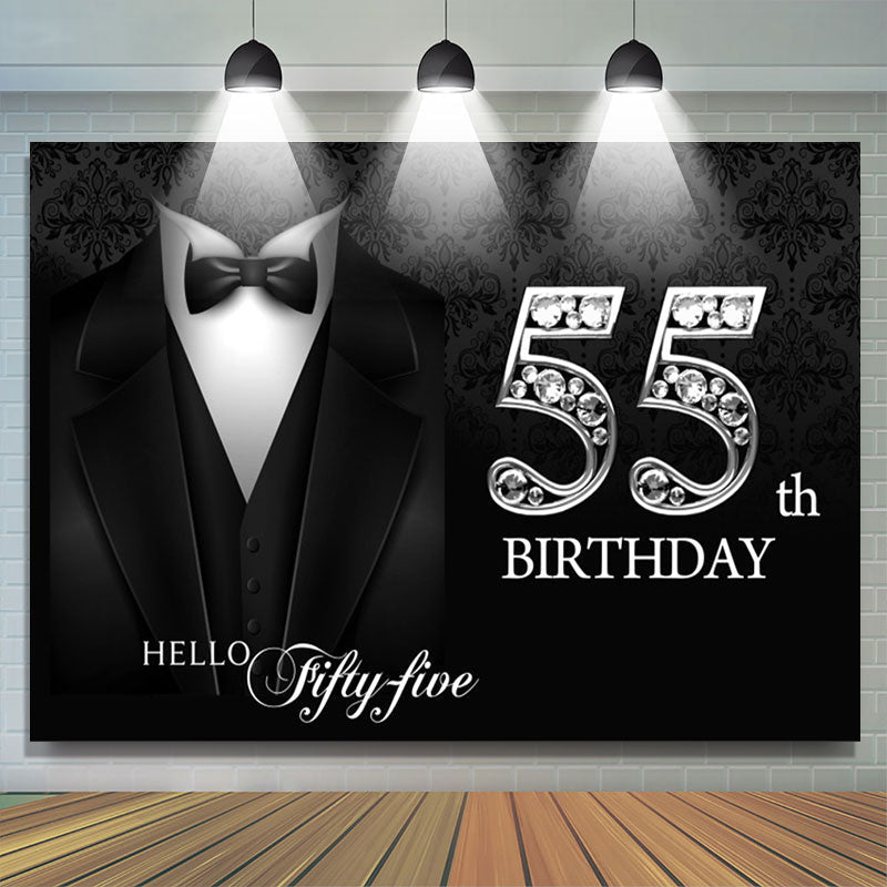 Lofaris Black Elegant Happy 55th Birthday Backdrop For Men