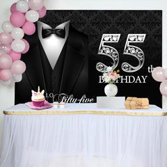 Lofaris Black Elegant Happy 55th Birthday Backdrop For Men