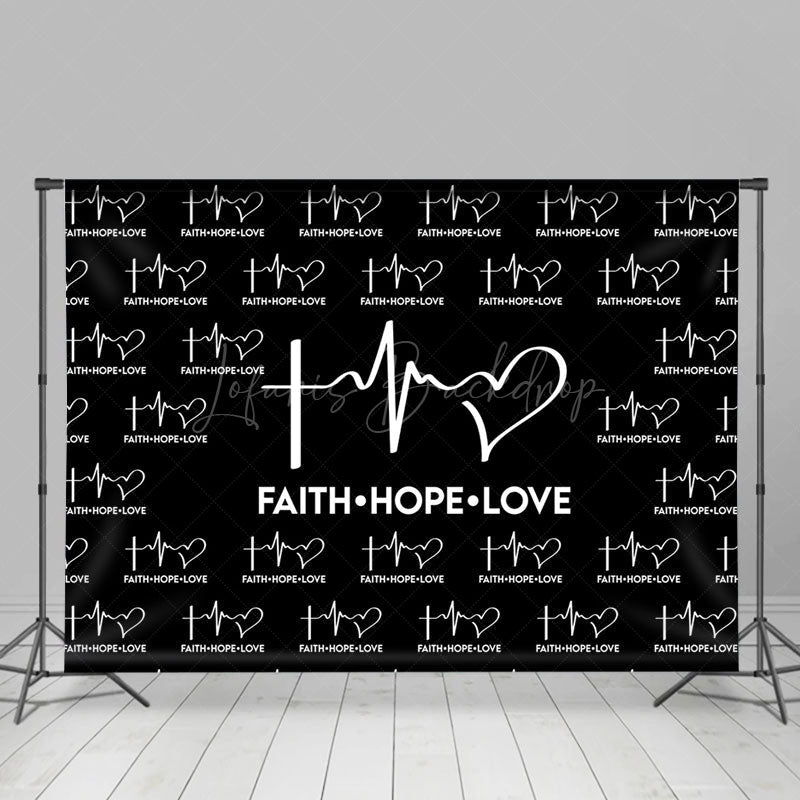 Lofaris Black Faith Hope Love Electrocardiogram Backdrop