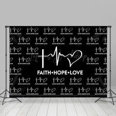 Lofaris Black Faith Hope Love Electrocardiogram Backdrop