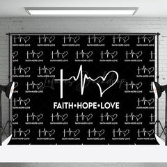 Lofaris Black Faith Hope Love Electrocardiogram Backdrop