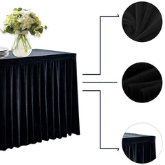 Lofaris Black Fitted Velvet Rectangle Table Skirts Cover