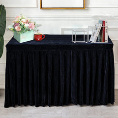 Lofaris Black Fitted Velvet Rectangle Table Skirts Cover