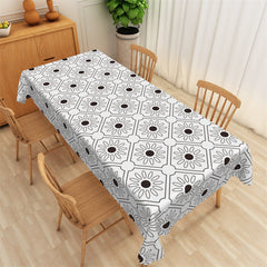 Lofaris Black Floral Line Repeat Dining Rectangle Tablecloth