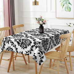 Lofaris Black Floral Rectangle Tablecloth For Home Decor