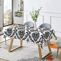 Lofaris Black Floral Rectangle Tablecloth For Home Decor