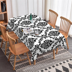 Lofaris Black Floral Rectangle Tablecloth For Home Decor