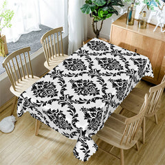 Lofaris Black Floral Rectangle Tablecloth For Home Decor