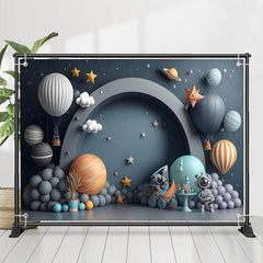 Lofaris Black Galactics Hot Air Balloon Birthday Backdrop