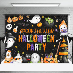 Lofaris Black Ghost Spooktacular Halloween Party Backdrop