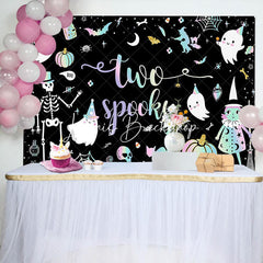 Lofaris Black Ghosts Halloween Two Spooky Birthday Backdrop