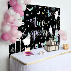 Lofaris Black Ghosts Halloween Two Spooky Birthday Backdrop