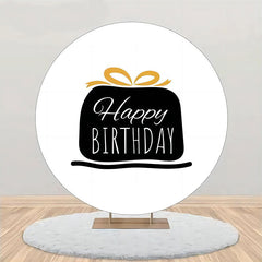 Lofaris Black Gift Morden Simple Round Birthday Backdrop